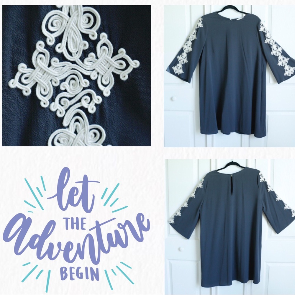 Dark Grey H&M Bell Sleeve Embroidered Dress!!!